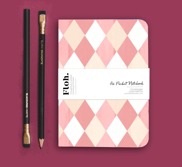 Ballet Pink & Rose (Harlequin) A6 Lined Pocket Notebook
