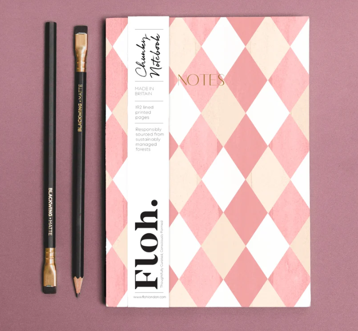 Ballet Pink & Rose (Harlequin) A5 Chunky Notebook