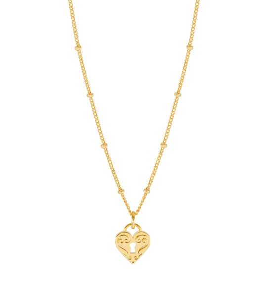 Estella Bartlett Gold Engraved Heart Padlock Necklace