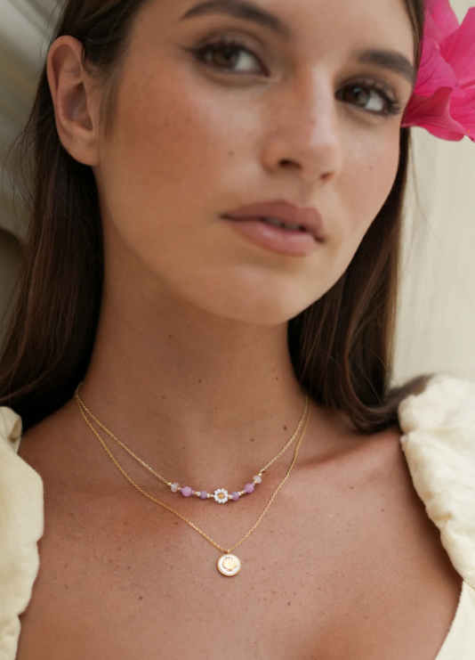 Estella Bartlett Rose Quartz Beaded Flower Necklace