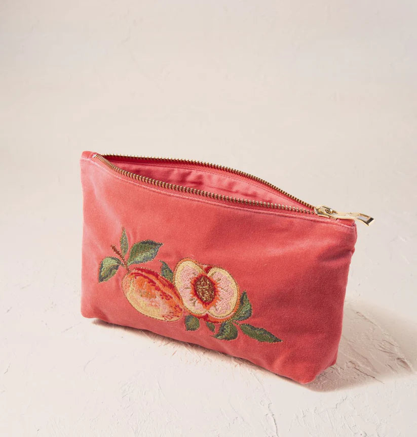 Elizabeth Scarlett Spiced Coral Velvet Mini Pouch - Summer Peach