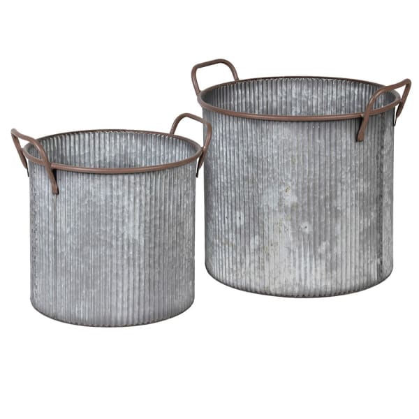 Ribbed Metal Planter