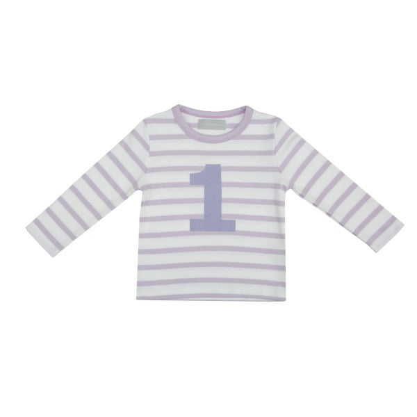 Bob & Blossom Parma Violet & White Breton Striped Number T-shirt