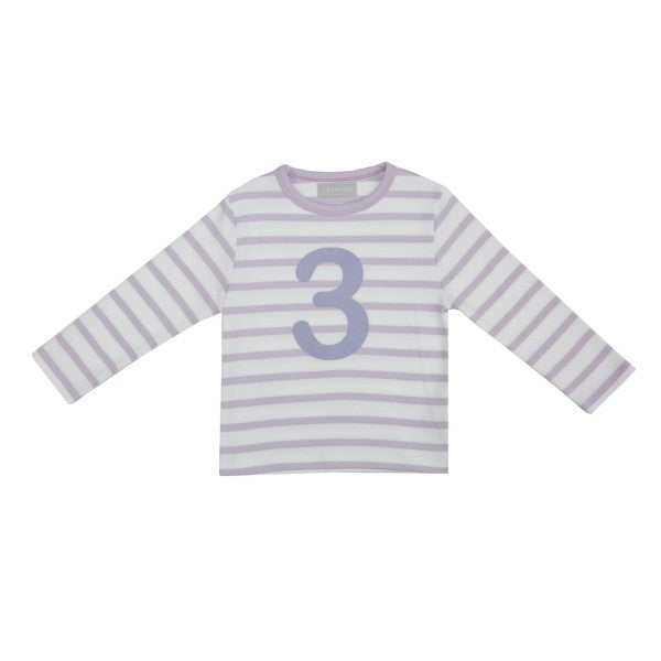 Bob & Blossom Parma Violet & White Breton Striped Number T-shirt