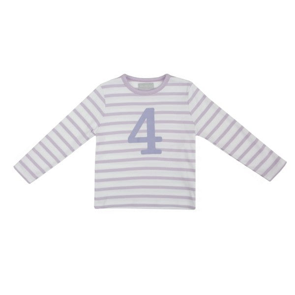 Bob & Blossom Parma Violet & White Breton Striped Number T-shirt