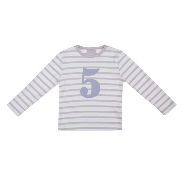 Bob & Blossom Parma Violet & White Breton Striped Number T-shirt