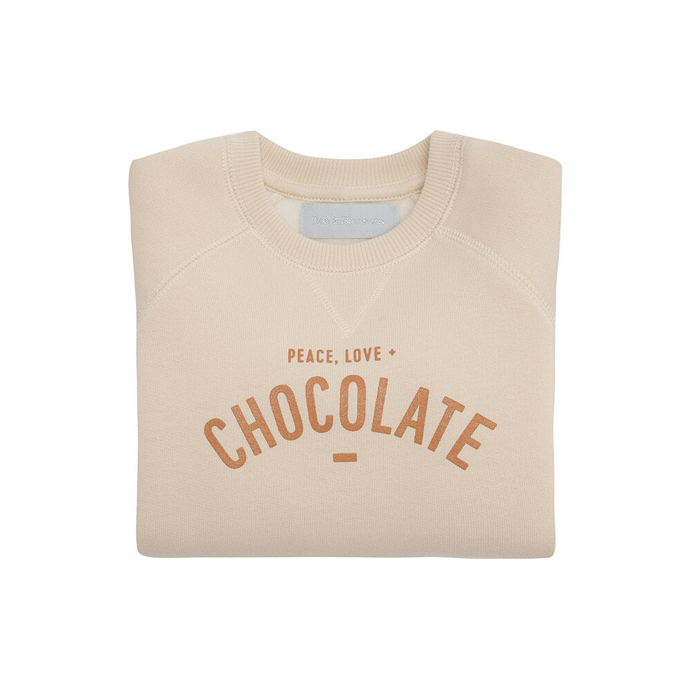 Bob & Blossom Peace Love and Chocolate Sweatshirt Vanilla