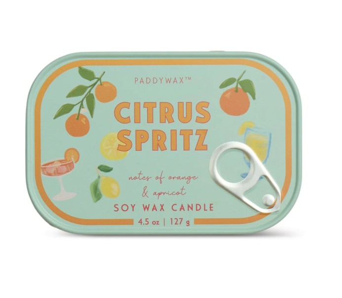 Designworks Bistro Orange Printed Tin Candle - Orange Citrus Spritz