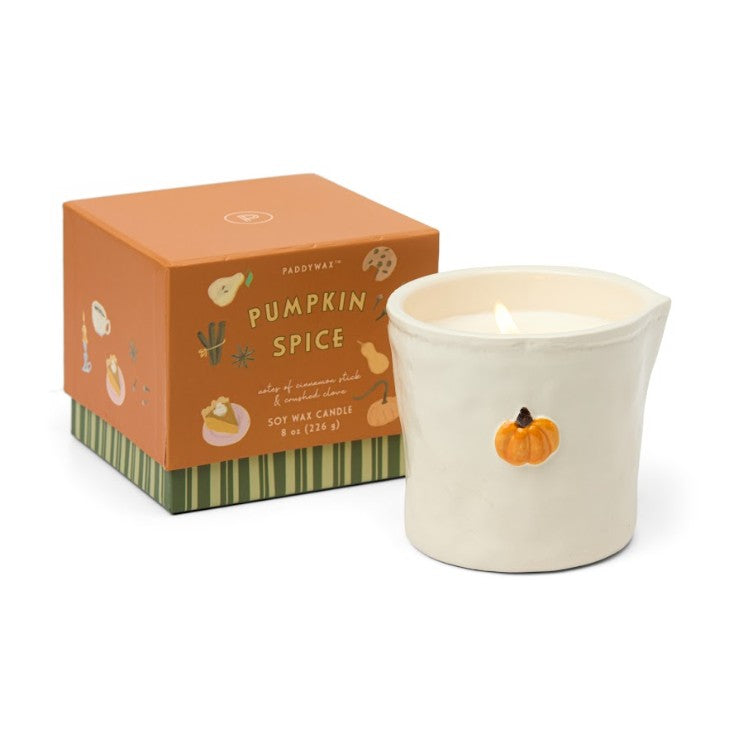 Bistro White Ceramic Pumpkin Candle In Box
