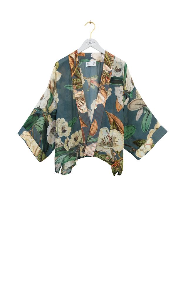 One Hundred Stars Rhodoleia Kimono - Blue