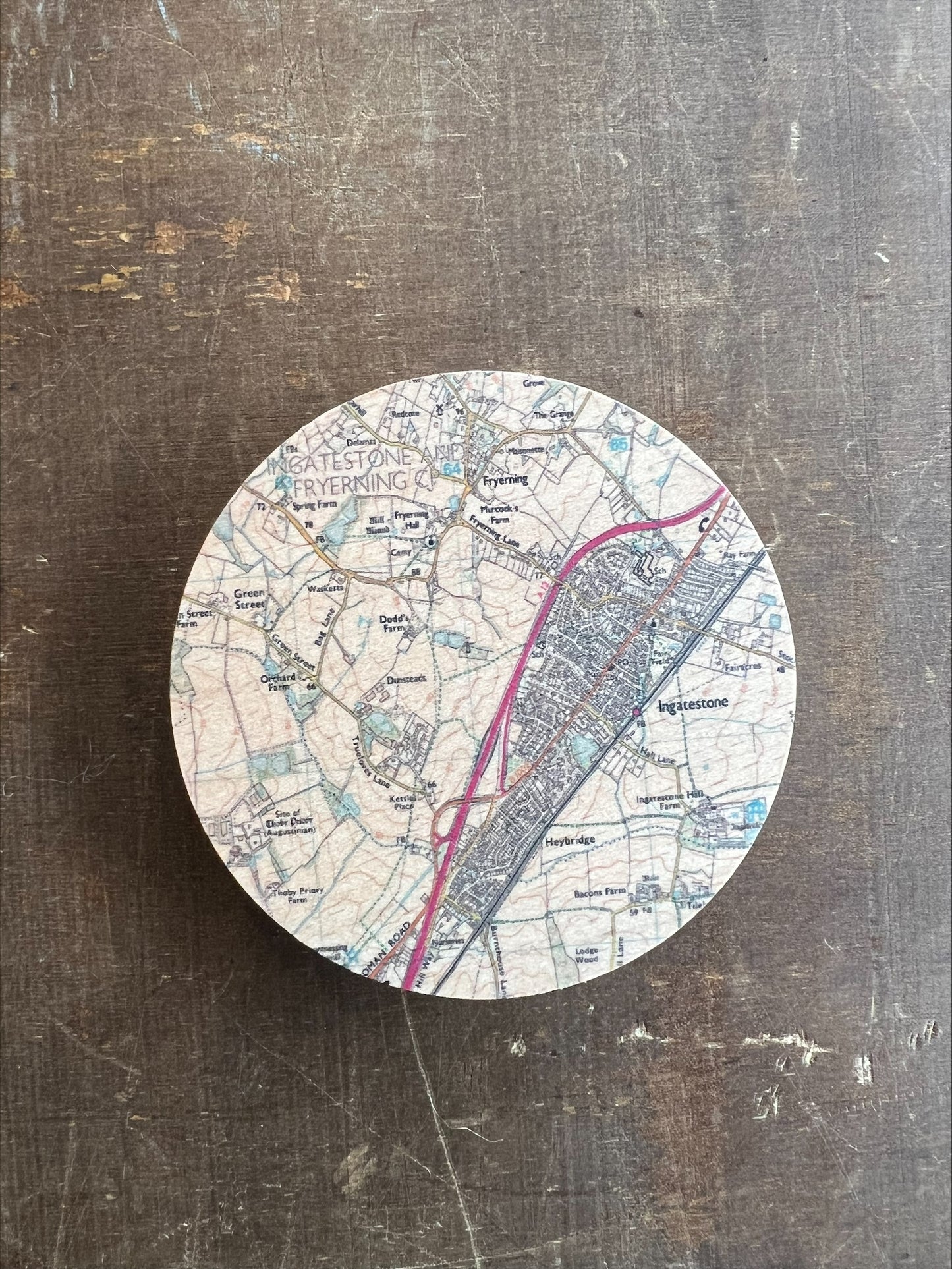 Ingatestone Bespoke Map Coaster Bottle Opener