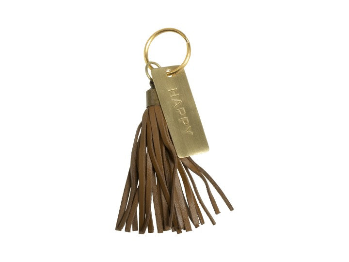 Keychain in Leather - Happy