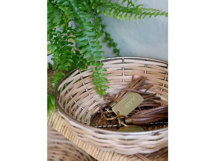 Keychain in Leather - Happy