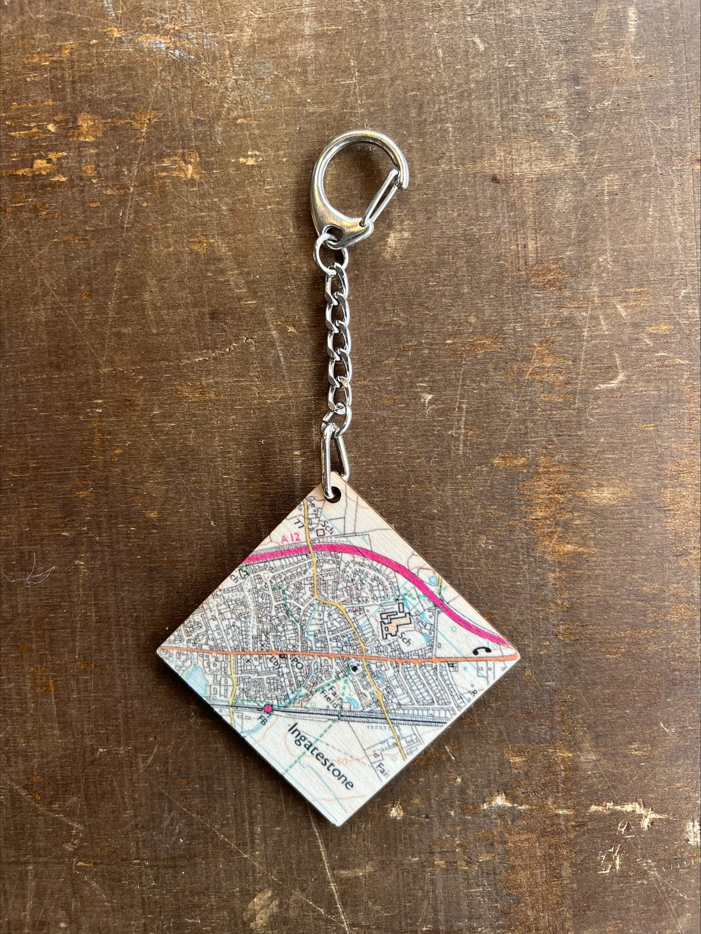 Ingatestone Bespoke Map Square Keyring