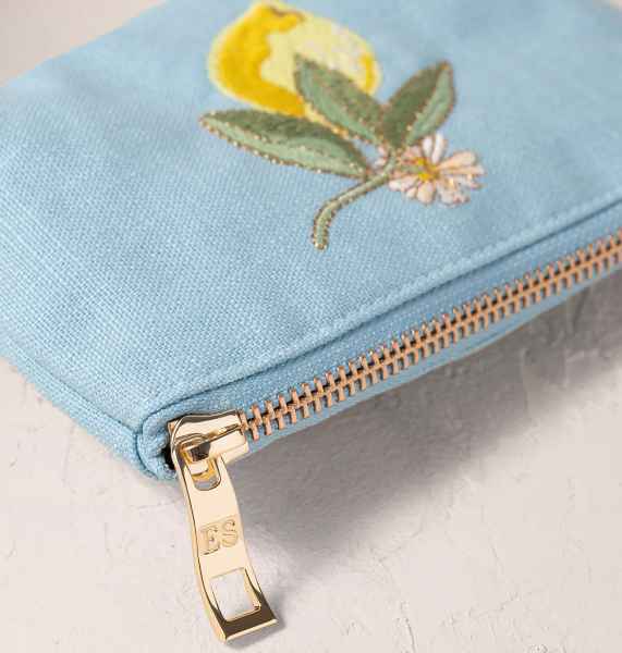 Elizabeth Scarlett Cotton Coin Purse - Lemon Blossom French Blue