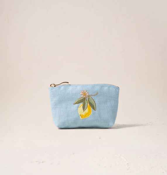 Elizabeth Scarlett Cotton Coin Purse - Lemon Blossom French Blue