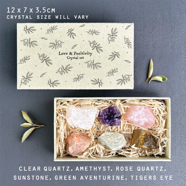 East of India Matchbox Crystal set - Love and Positivity