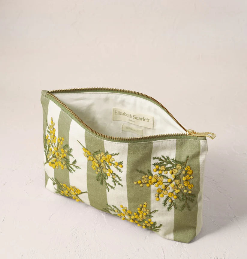 Elizabeth Scarlett Mimosa Stripe/Green Canvas Everyday Pouch
