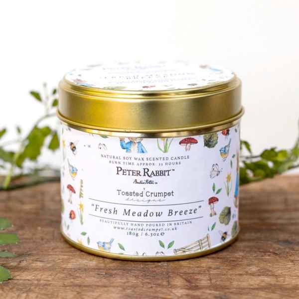 Toasted Crumpet Peter Rabbit Fresh Meadow Breeze Candle In Matt Gold Tin