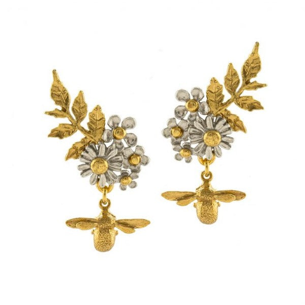 Alex Monroe Posy Bloom Bee Earrings