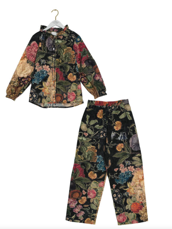 One Hundred Stars Primula Black Poplin Pyjama Set
