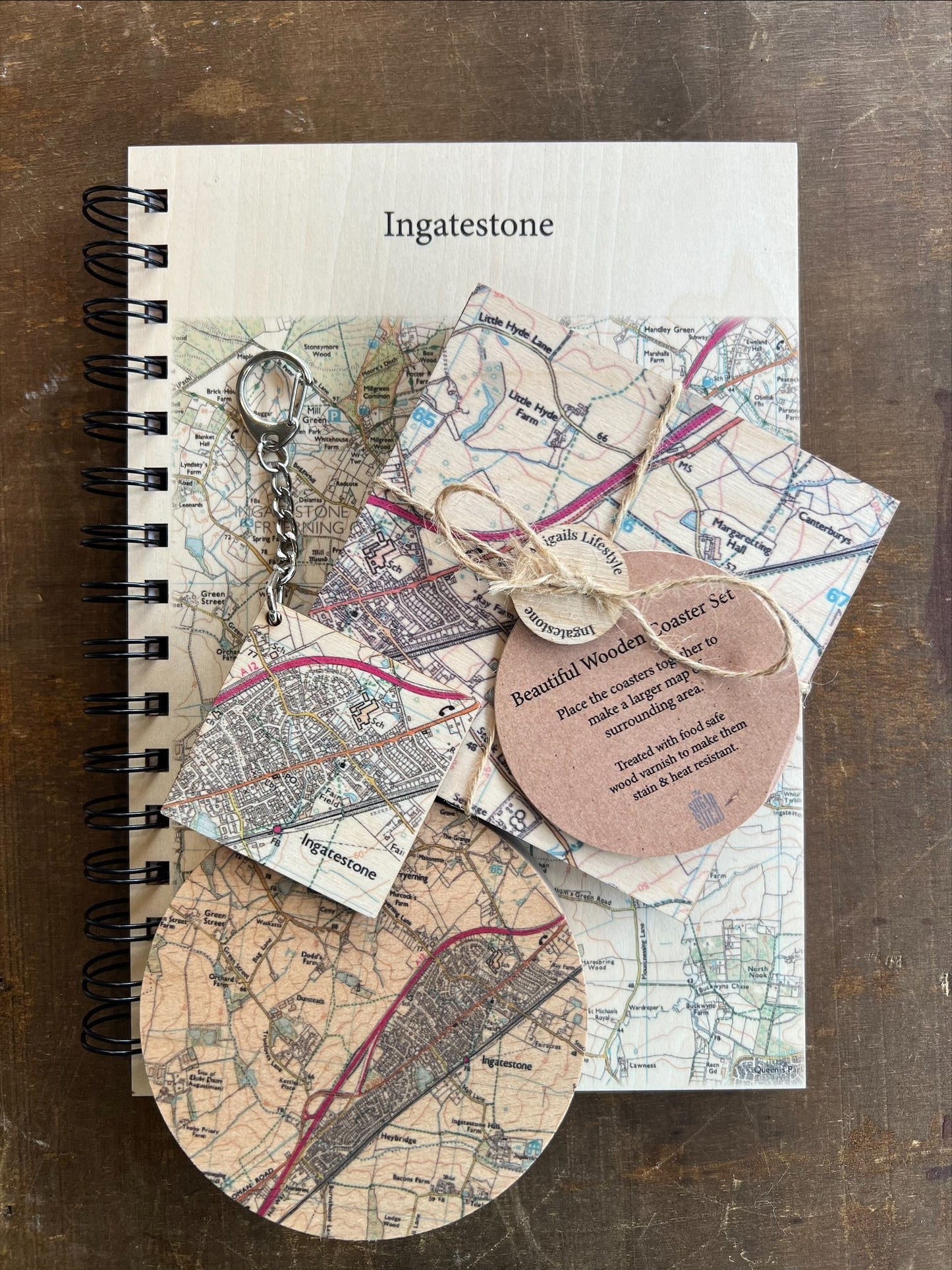 Ingatestone Bespoke Map Coaster Set of 4