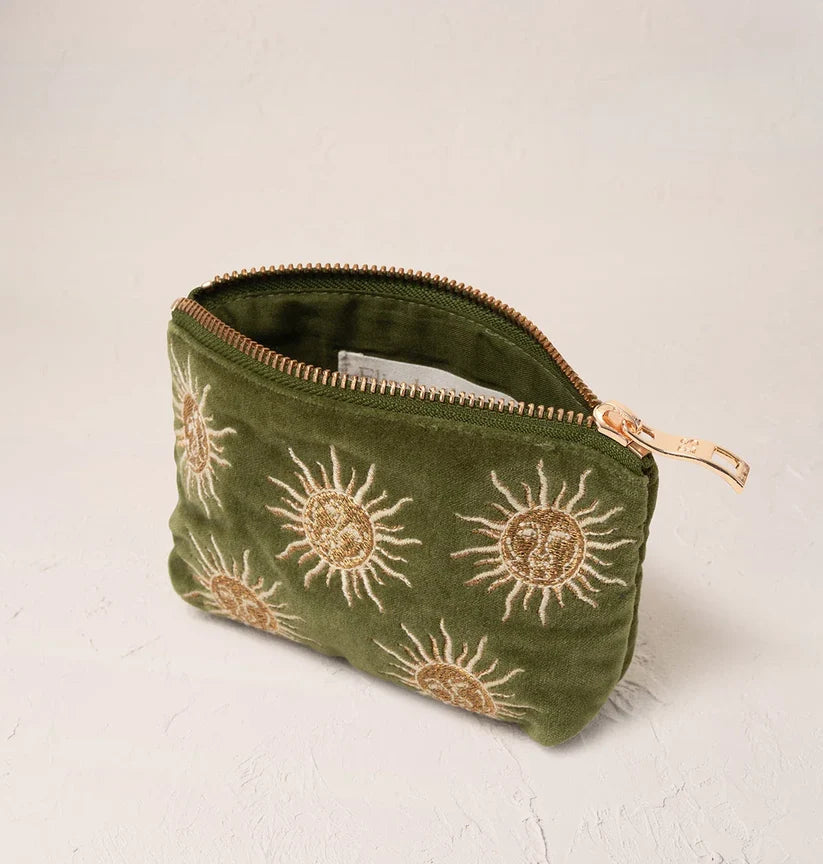 Elizabeth Scarlett Fern Green Velvet Coin Purse - Sun Goddess