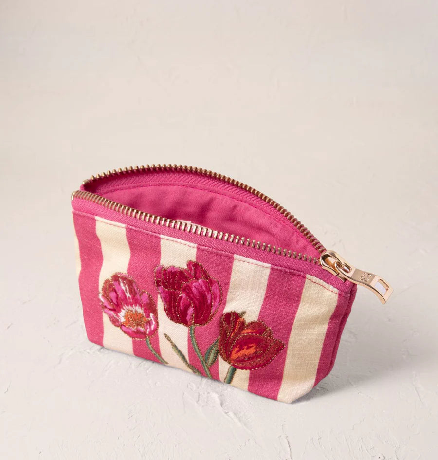 Elizabeth Scarlett Tulip Stripe/Pink Canvas Coin Purse