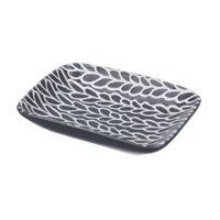 Gisela Graham Ceramic Soap Dish - Grey-White Leaves