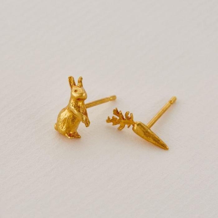 Alex Monroe Rabbit & Carrot Asymmetric Earrings