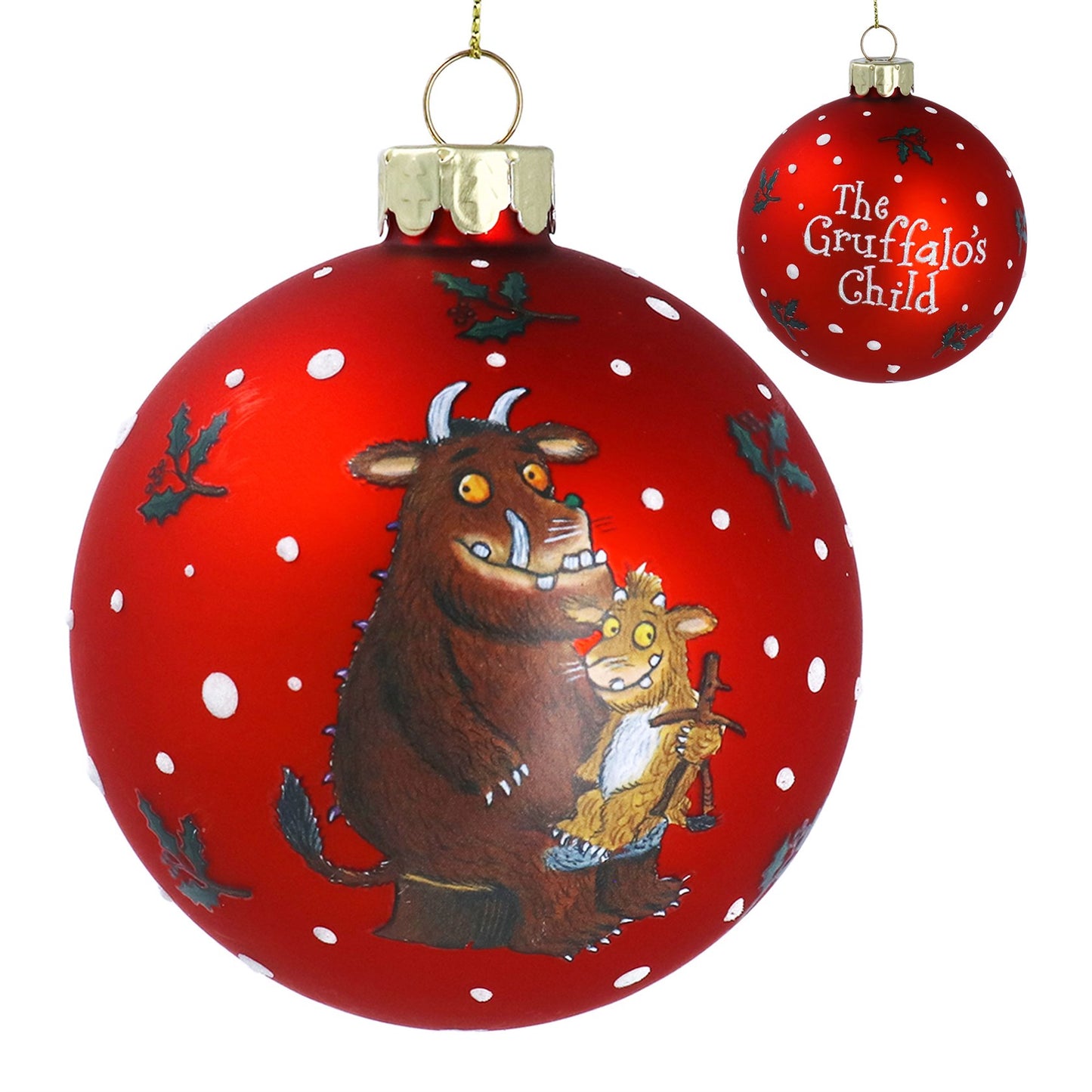 Gisela Graham Matt Red Gruffalo & Child Glass Bauble