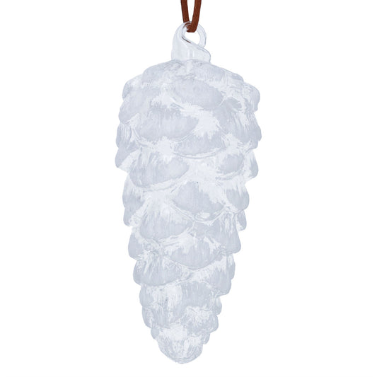 Gisela Graham Clear/White Glass Pine Cone Decoration