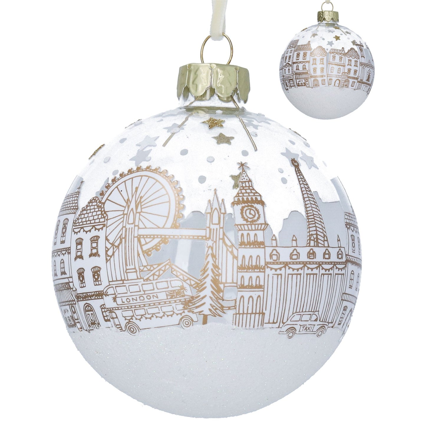 Gisela Graham Clear Glass Ball With Gold London Skyline