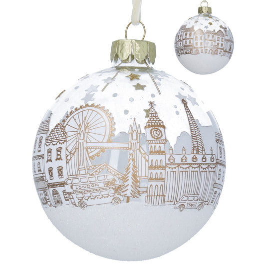 Gisela Graham Clear Glass Ball With Gold London Skyline