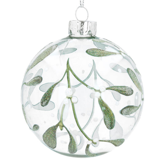 Gisela Graham Clear Glass Ball with Mistletoe