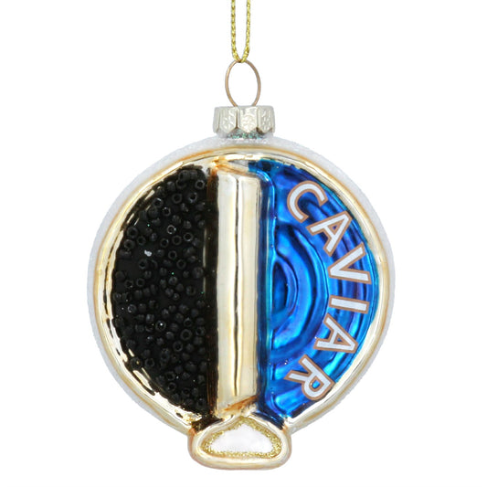 Gisela Graham Tin of Caviar Glass Decoration