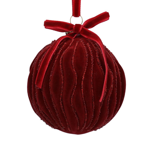 Gisela Graham Glass Ball - Burgundy/Velvet Waves