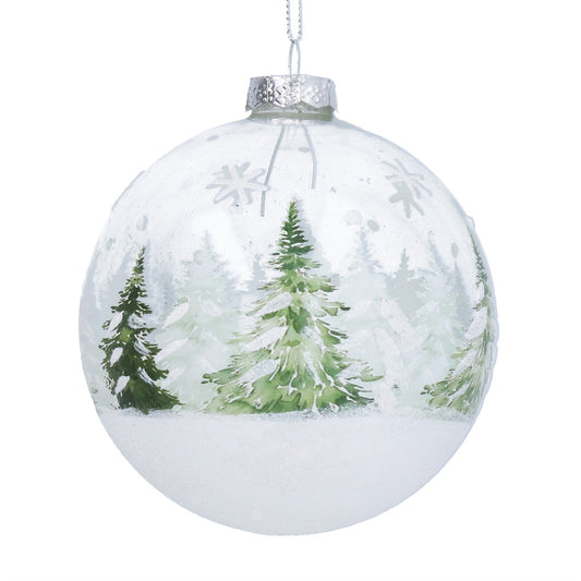 Gisela Graham Glass Ball Clear/Woodland Snow Scene