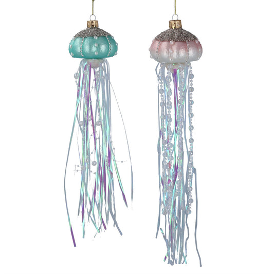 Gisela Graham Pastel Glass/Tinsel Jelly Fish Decoration