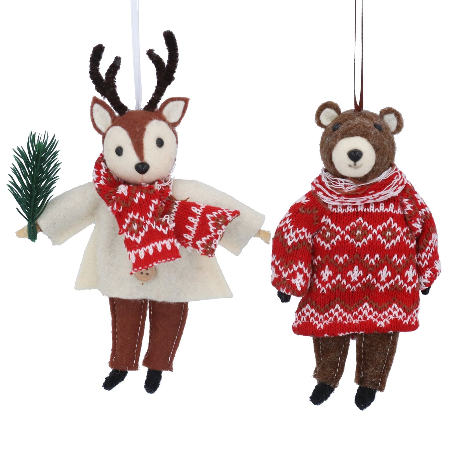 Gisela Graham Fabric Reindeer/Bear With Scarf/Jumper
