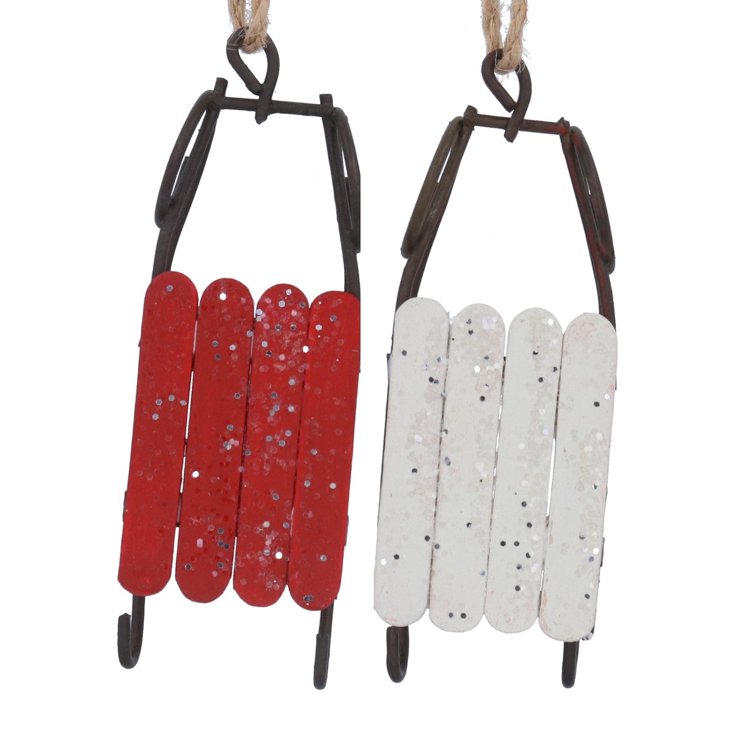 Gisela Graham Red/White Wood/Metal Sleigh Decoration