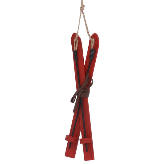 Gisela Graham Red Wood Skis Decoration