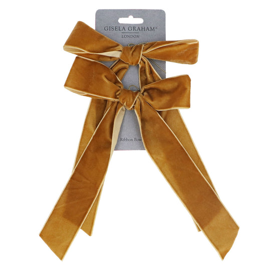 Gisela Graham Gold Velvet Bow Decoration
