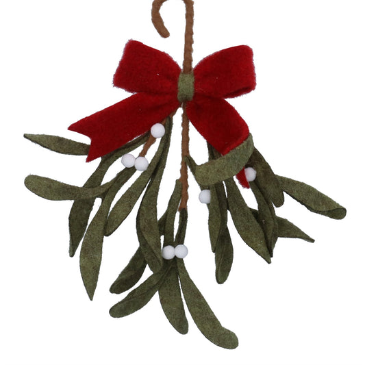 Gisela Graham Mixed Wool Mistletoe Bunch With Bow