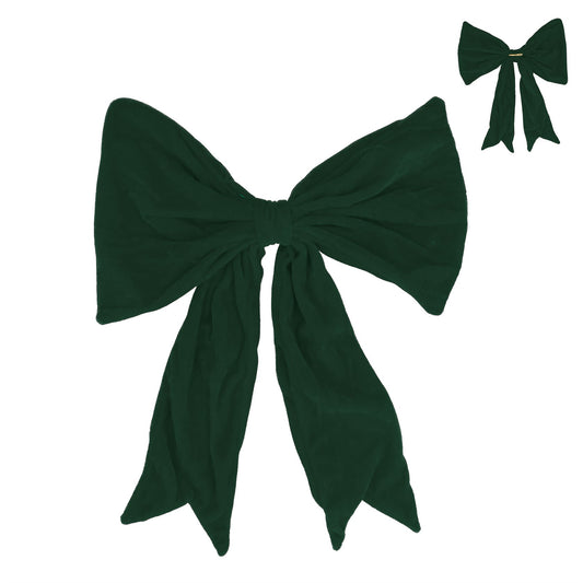 Gisela Graham Dark Green Velvet Bow On Clip Large