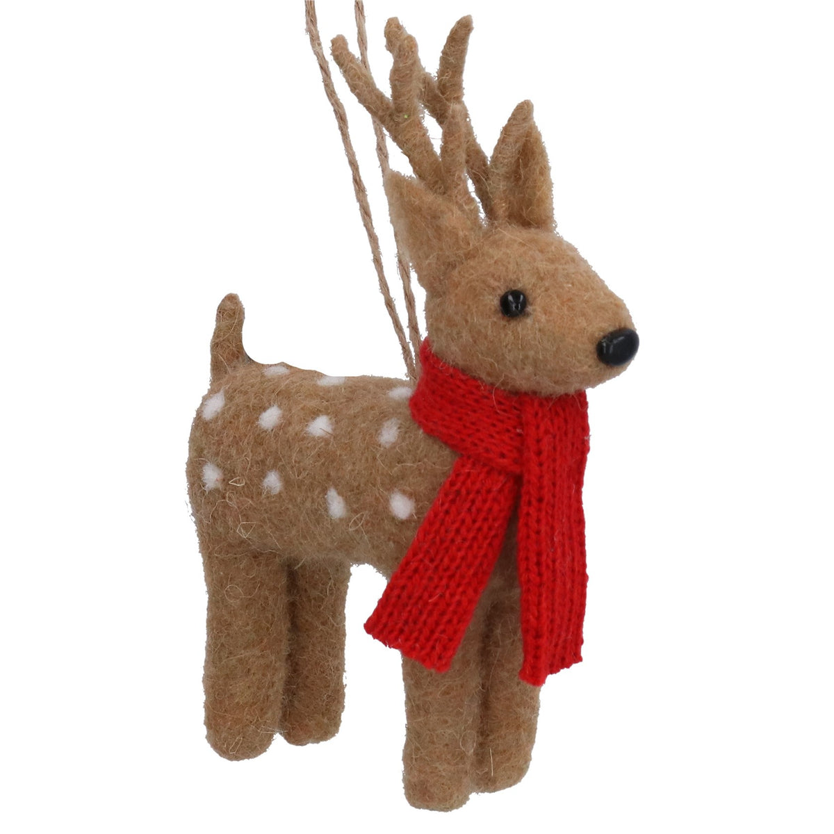Gisela Graham Mixed Wool Decoration - Deer with scarf