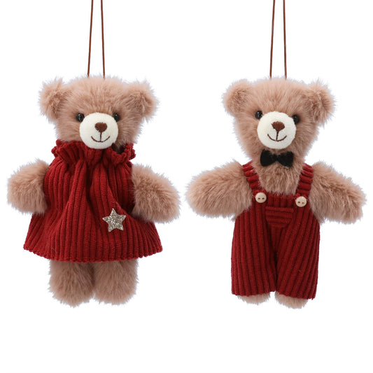 Gisela Graham Fabric Decoration Mr and Mrs Teddy in Corduroy