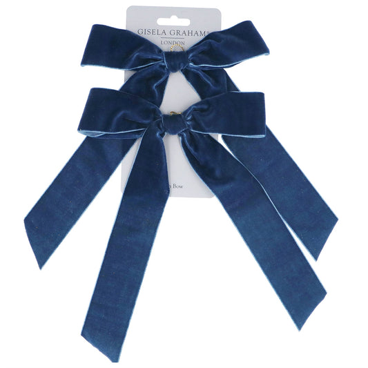 Gisela Graham Blue Velvet Bow Decoration