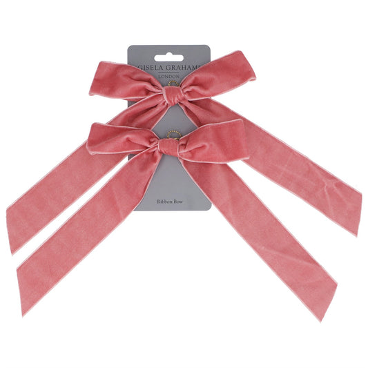 Gisela Graham Velvet Bows - Dusky Pink