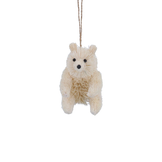 Gisela Graham Bristle White Bear Decoration